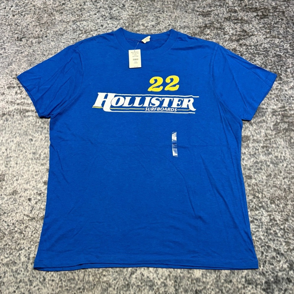 NWT VTG Hollister Surfboards T Shirt 22 Logo Mens XL Blue Preppy Surf Y2K